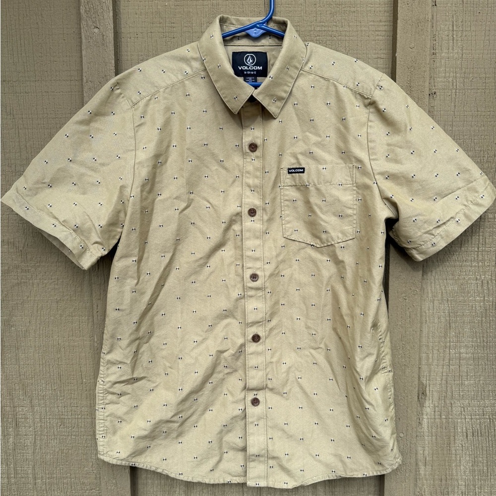 Volcom Kid’s Beige Patterned Button Down Shirt